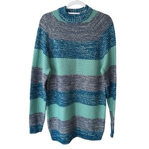 Reclaimed Vintage Teal and Gray Knit Sweater Size XS Vintage 90s Retro Cozy